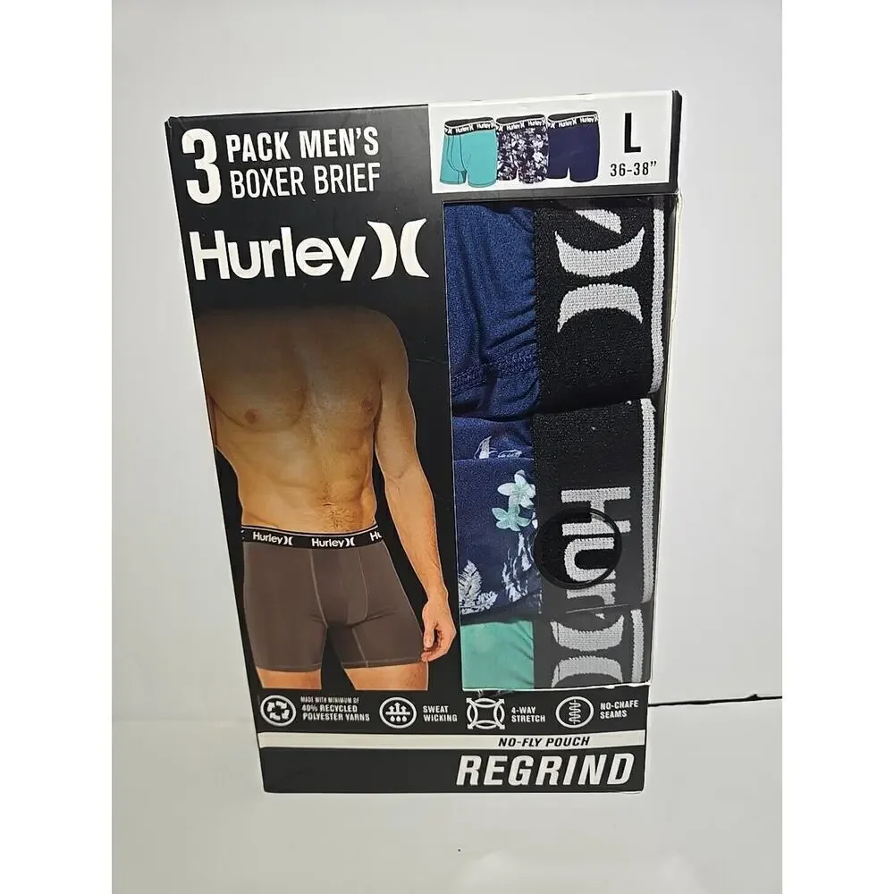 Hurley 3-Pack Men's Regrind Boxer Briefs L 36-28
